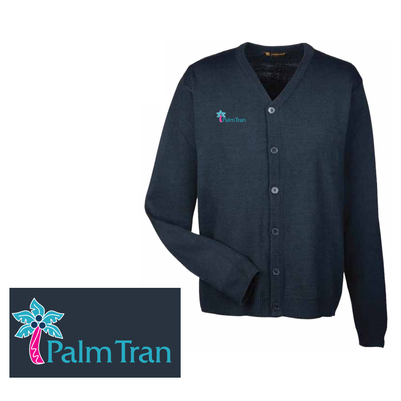 Harriton Men's V-Neck Cardigan Sweater - Bus Operator and Traini